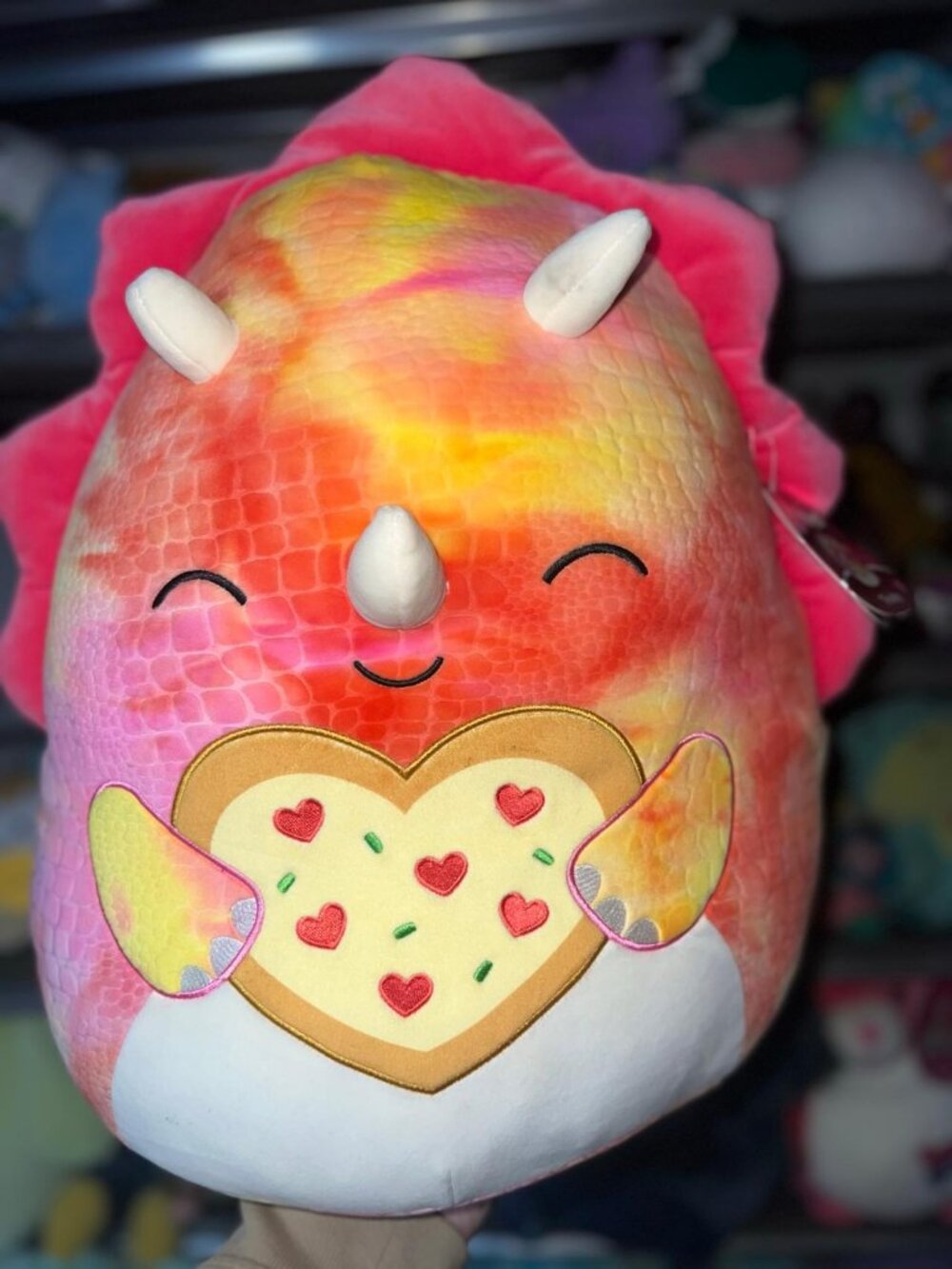 Trinity the Triceratops with heart pizza 16” Valentine's Day Squishmallow NWT